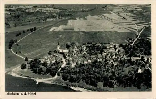 Ak Minheim an der Mosel, Fliegeraufnahme