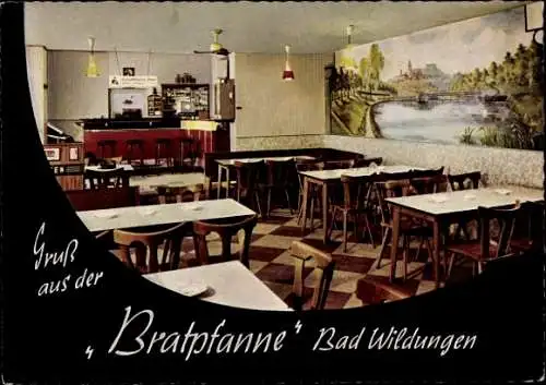 Ak Bad Wildungen in Nordhessen, Gaststätte Zur Bratpfanne, Bes. K. Wendler, Speiseraum