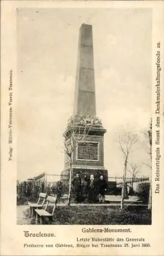 Ak Trutnov Trautenau Riesengebirge Reg. Königgrätz, Gablenz Monument, Ruhestätte, General