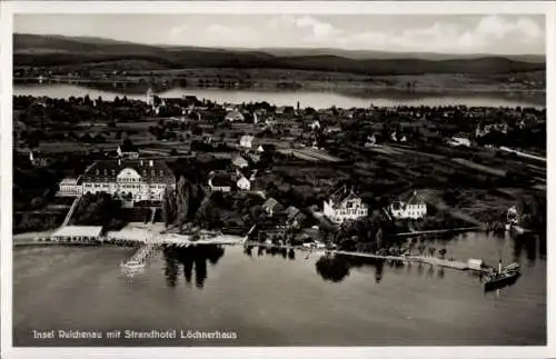 Ak Insel Reichenau Bodensee, Fliegeraufnahme, Strandhotel Löchnerhaus