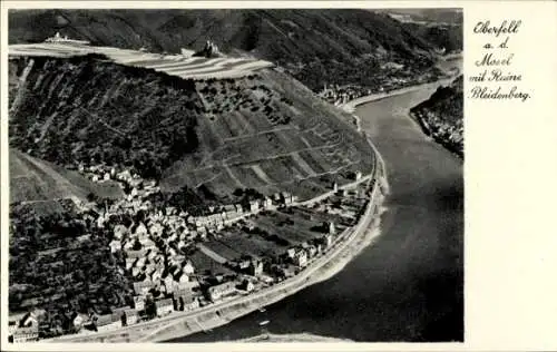 Ak Oberfell an der Mosel, Ruine Bleidenberg, Fliegeraufnahme