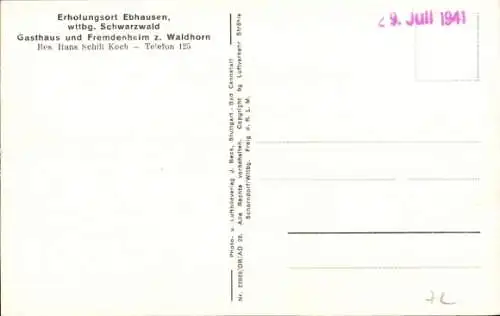 Ak Ebhausen im Schwarzwald Württemberg, Fliegeraufnahme