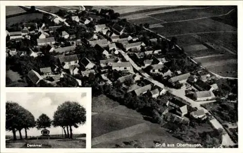 Ak Oberhausen in Oberbayern, Luftbild, Denkmal