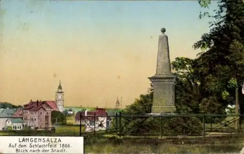 Ak Bad Langensalza in Thüringen, Auf dem Schlachtfeld 1866, Denkmal