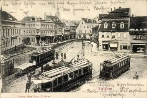 Ak Lutherstadt Eisleben, Plan, Straßenbahnen