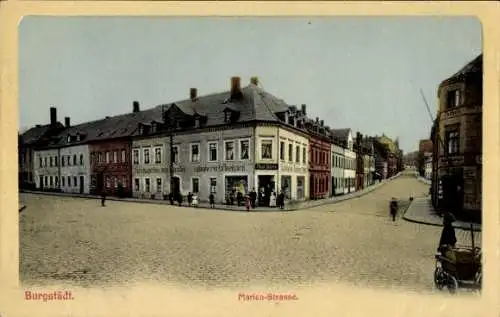 Ak Burgstädt Sachsen, Marien-Straße, Kaffeerösterei