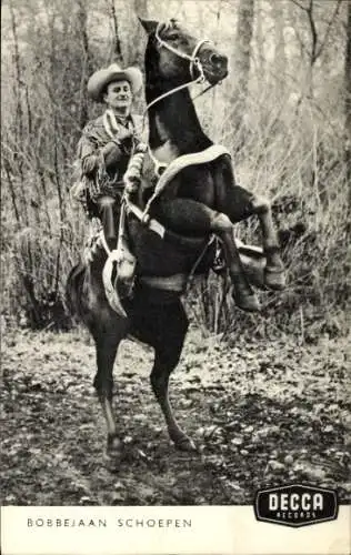 Ak Sänger Bobbejaan Schoepen, Country-Musik, Cowboy, Pferd, Dedda