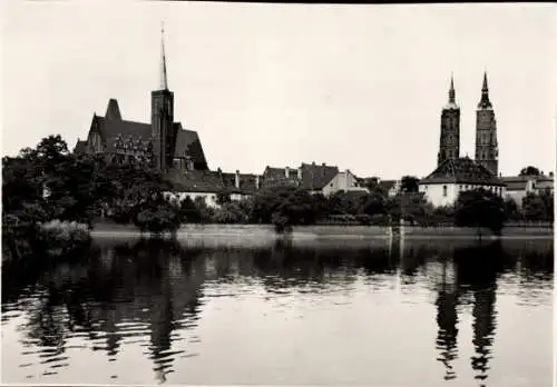 Ak Wrocław Breslau Schlesien, Dominsel mit Dom und Kreuzkirche