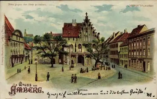 Halt gegen das Licht Litho Amberg in der Oberpfalz Bayern, Rathaus