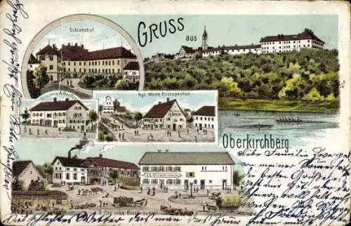 Litho Oberkirchberg Illerkirchberg in Württemberg, Schlosshof, Postagentur