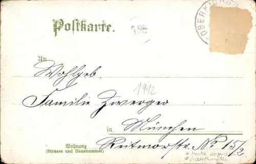Litho Oberkirchberg Illerkirchberg in Württemberg, Schlosshof, Postagentur
