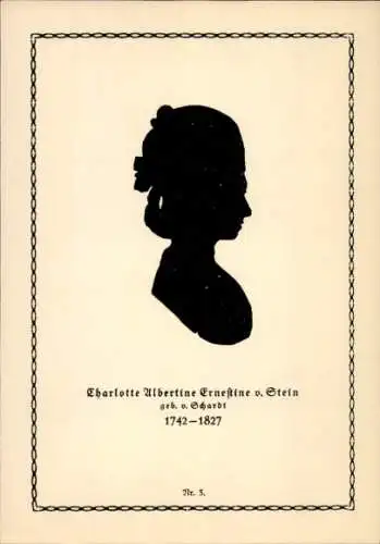 Scherenschnitt Ak Charlotte Albertine Ernestine von Stein, Goethe-Biographie in Bilderpostkarten