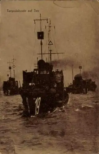 Ak Deutsche Kriegsschiffe, Torpedoboote 19, 20 und 21 auf See, Kaiserliche Marine