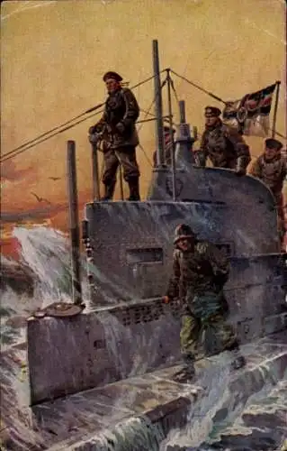 Künstler Ak Stöwer, Willy, Deutsches U Boot, Unterseeboot, Kaiserliche Marine, U-Boot-Spende 1917