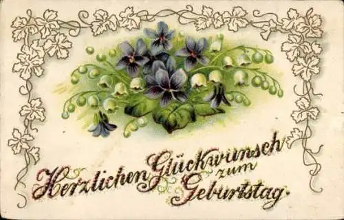 Präge Ak Glückwunsch Geburtstag, Vergissmeinnicht, Blumen