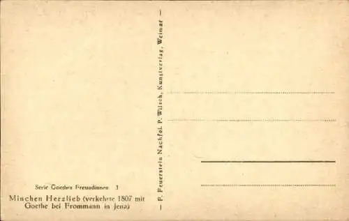 Künstler Ak Wilhelmine Herzlieb, Minchen, Goethe