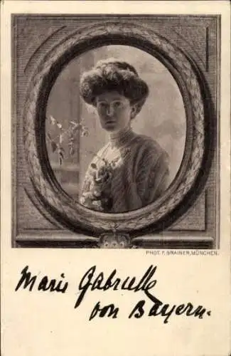 Ak Prinzessin Marie Gabriele, Frau von Rupprecht von Bayern, Portrait, Foto F. Grainer