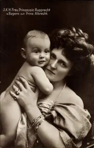 Ak Prinzessin Rupprecht von Bayern mit Prinz Albrecht, Portrait