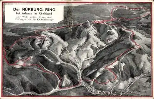 Künstler Ak Nürburg im Kreis Ahrweiler Rheinland Pfalz, Nürburgring, Rennstrecke