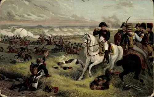 Künstler Ak Bellangé, Hippolyte, Napoleon auf dem Feld, Wagram, Schlacht