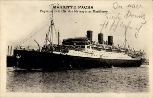 Ak Paquebot, SS Mariette Pacha, Dampfschiff, Messageries Maritimes, MM