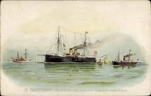 Litho Österreichisches Kriegsschiff, Tegetthoff, Schlachtschiff