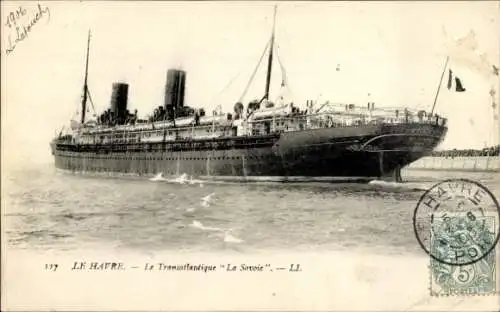 Ak Le Havre Seine-Maritime, CGT Dampfer La Savoie, Le Transatlantique La Savoie