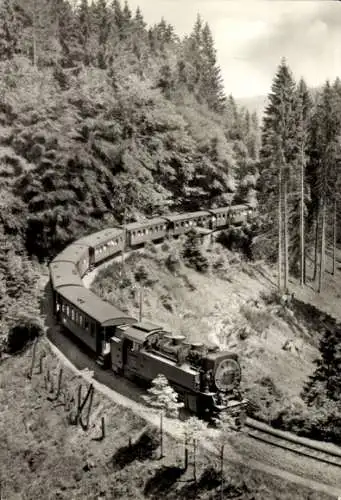 Ak Harzquerbahn auf der Strecke, Dampflokomotive