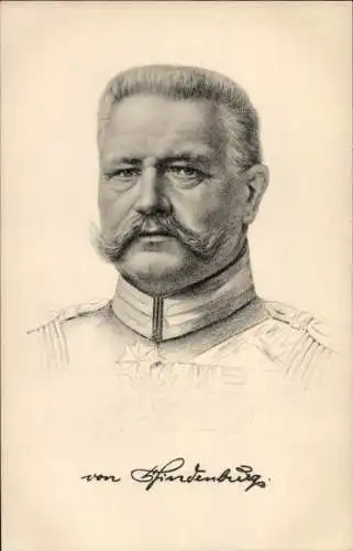 Künstler Ak Generalfeldmarschall Paul von Hindenburg, Portrait, Zeichnung