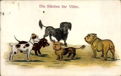 Ak Prosit Neujahr, Die Sünden der Väter, Mischlingshund, Dackel, Dogge, Terrier