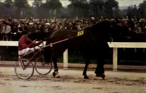 Ak Pferderennen, Wagen, Jockey, André Faure, Pferd Nr 10, Rennkalender 1967