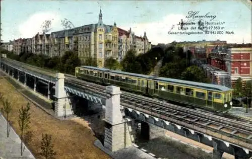 Ak Hamburg Eimsbüttel Harvestehude, Isestraße mit Hochbahn, Wohnhäuser