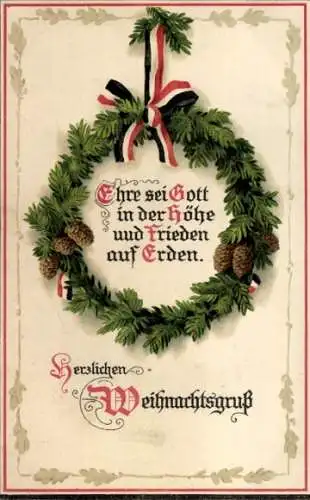 Litho Glückwunsch Weihnachten, Ehre sei Gott in der Höhe