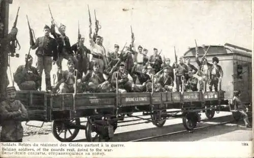 Ak Soldats Belges du regimet des Guides partant a la guerre, Kriegausmarsch