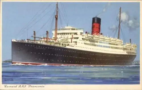 Künstler Ak Cunard Line, RMS Franconia, Dampfer