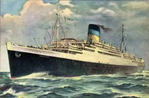 Künstler Ak Dampfschiff T.s.s. New York auf dem Meer, Greek Line