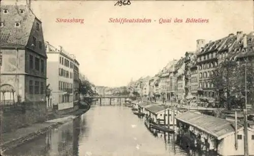 Ak Straßburg Straßburg Elsass Bas Rhin, Quai des Bateliers