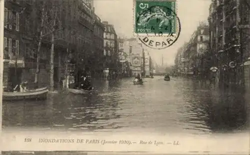 Ak Paris XII., Überschwemmungen 1910, Rue de Lyon