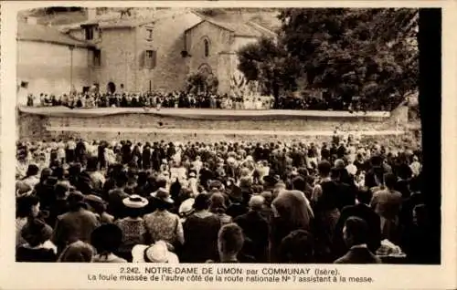 Ak Cummunay Rhône, Notre-Dame de Limon, Die Massenmenge auf der anderen Seite der Nationalstraße