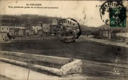 Ak Saint Félicien Ardèche, Gesamtansicht, Route de Lamastre