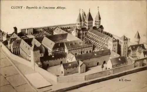 Ak Cluny Saône-et-Loire, Ensemble der alten Abtei