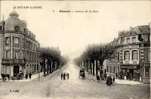 Ak Beaune Côte d'Or, Avenue de la Gare, Hotel de France