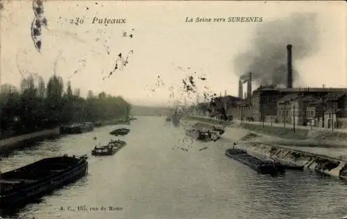 Ak Puteaux Hauts de Seine, Seine bis Suresnes