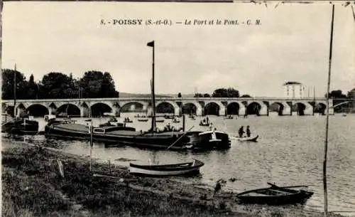 Ak Poissy-Yvelines, Hafen, Brücke