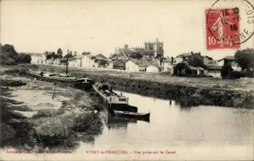 Ak Vitry le François Marne, Canal