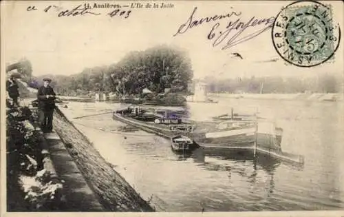 Ak Asnières-sur-Seine Hauts-de-Seine, Ile de la Jatte