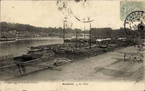 Ak Asnières-sur-Seine Hauts-de-Seine, Hafen