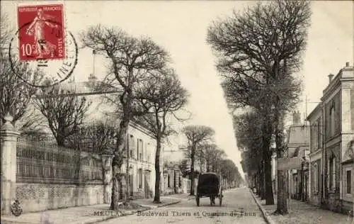 Ak Meulan Yvelines, Boulevard Voltaire et Quartier de Thun