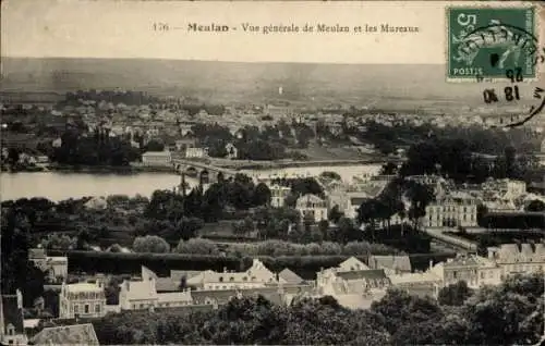 Ak Meulan en Yvelines, Vue generale de Meulan et Les Mureaux