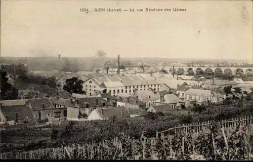 Ak Gien-Loiret, Gesamtansicht der Fabriken